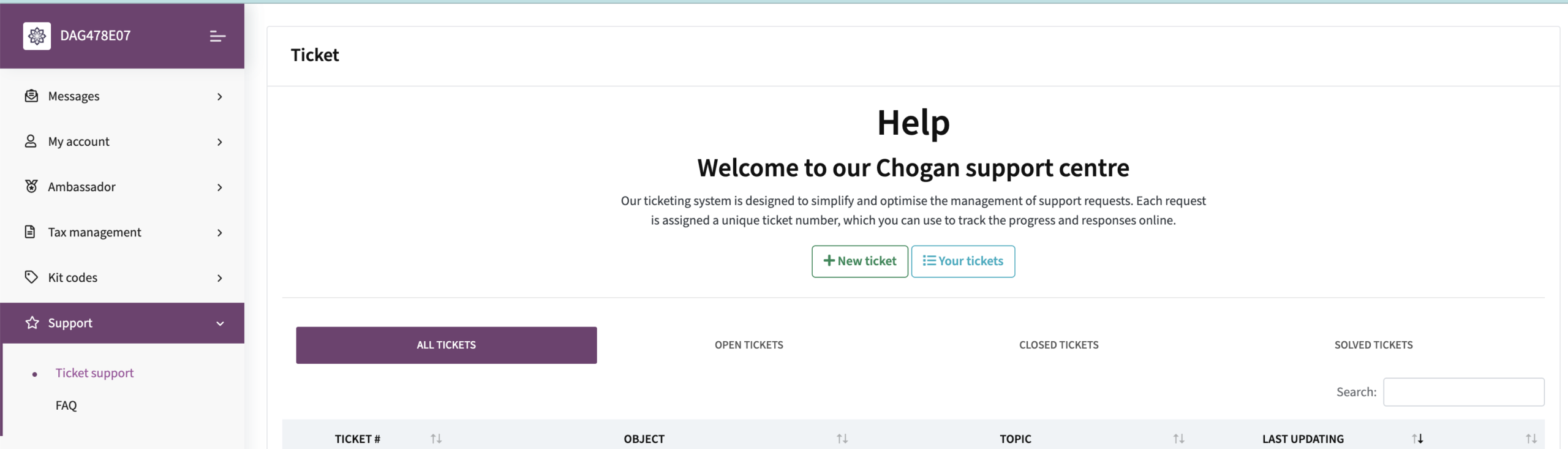 Chogan support how to get return