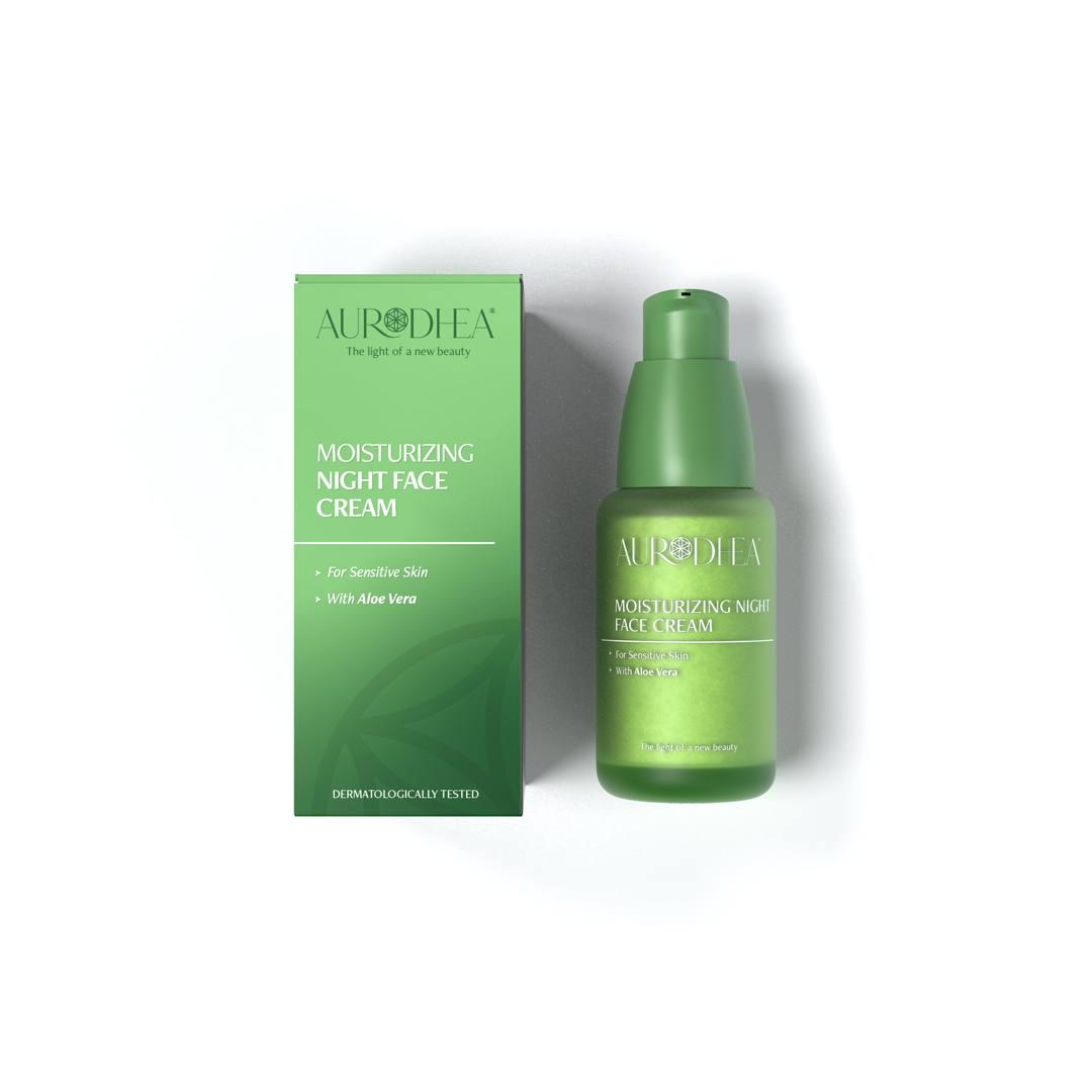 Creme de rosto noturno Aurodhea para pele sensível com aloé vera (Aloe Vera) AL12 1 Aurodhea nakts sejas krēms jūtīgai ādai ar alveju Aloe Vera AL12