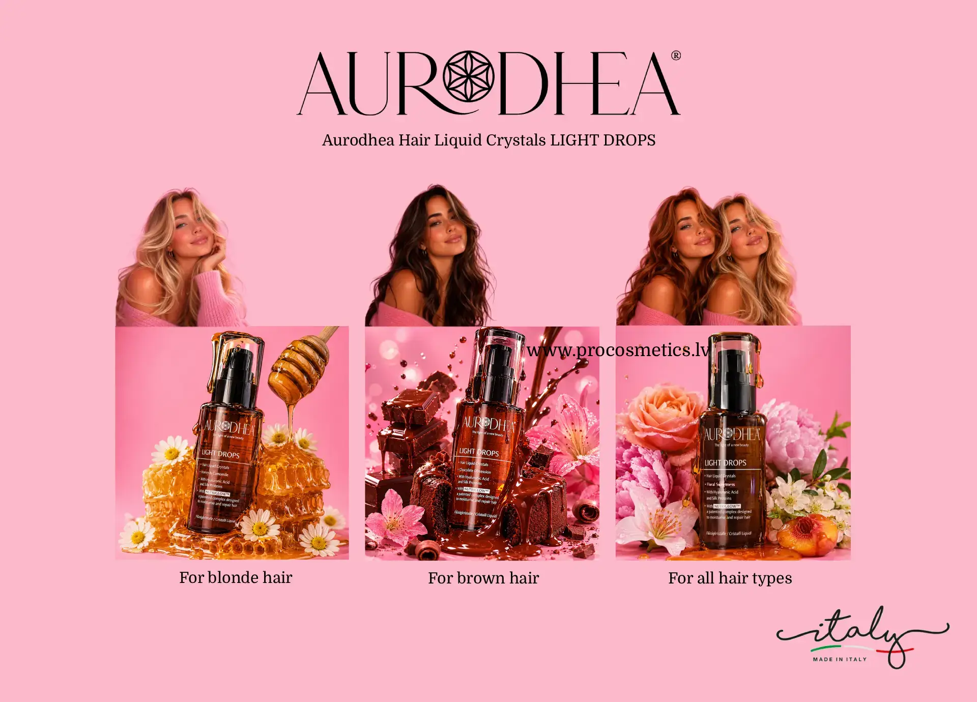 Aurodhea Liquid hair crystals Light drops buy online at procosmetics lv shop