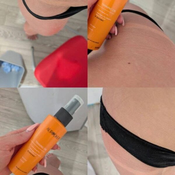 Chogan Aurodhea suntan oil with walnut shell before after effect