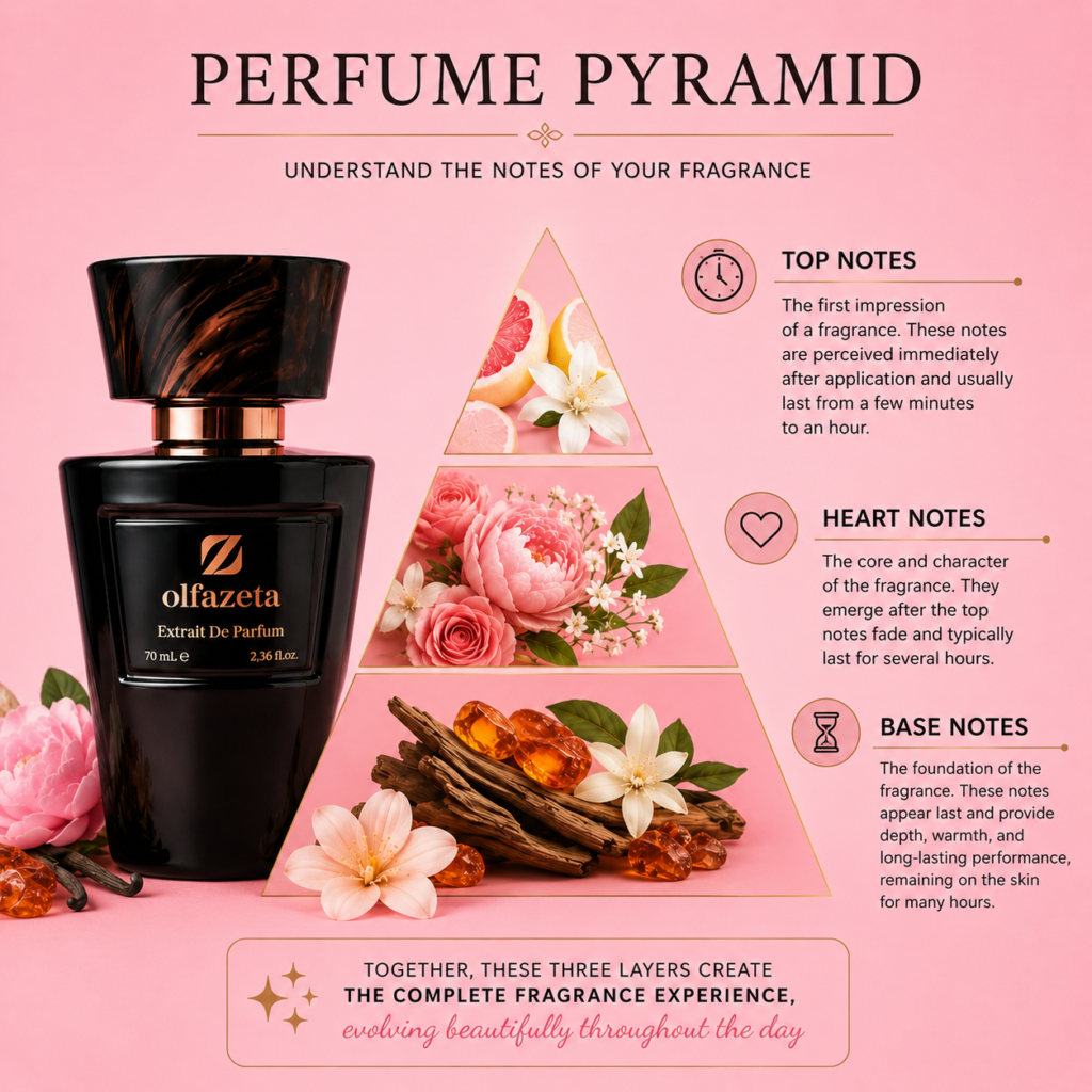 Fragrance notes – what do top, heart and base notes mean? 1 Olfazeta Perfume Pyramid Procosmetics lv shop