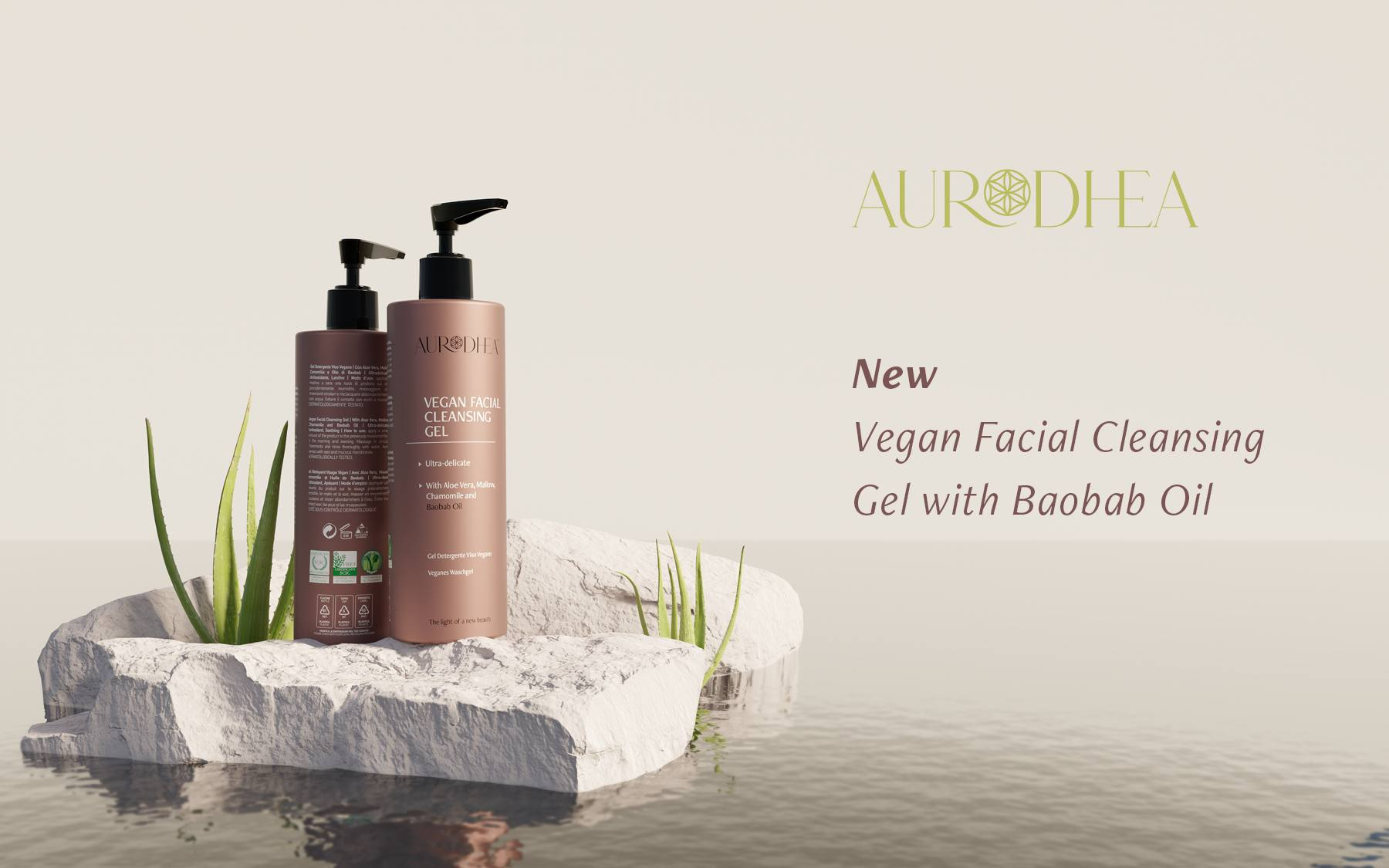 Kuri Chogan un Aurodhea produkti ir piemēroti normālai sejas ādai? 1 Vegan Facial Cleansing Gel with Baobab Oil
