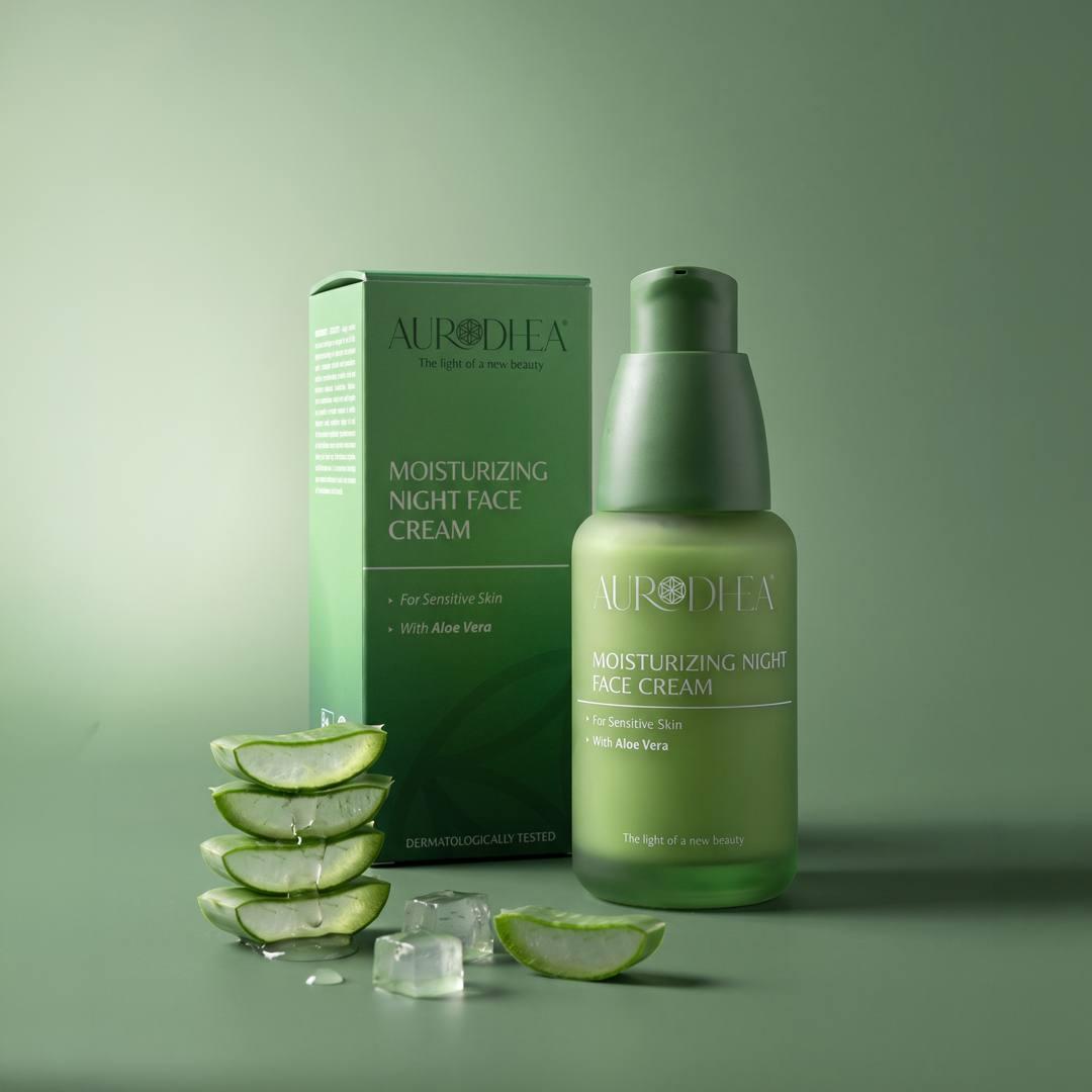 Creme de rosto noturno Aurodhea para pele sensível com aloé vera (Aloe Vera) AL12 2 Aurodhea Night Face Cream for Sensitive Skin with Aloe Vera AL12